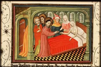 Resurrezione della figlia di Giairo, Miniatura, Koninklijke Bibliotheek National Library of the Netherlands