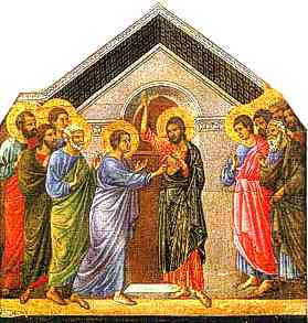 Duccio, L'incredulit di Tommaso, Storie di Cristo dopo la Resurrezione, Coronamento della Maest, Museo dell'Opera del Duomo, Siena