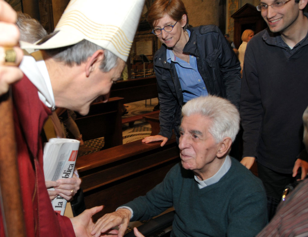 Don Bruno Nicolini nella Basilica di Santa Maria in Trastevere con Mons. Matteo Zuppi